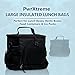 Pwrxtreme Insulated Lunch Bag with Best 2 Way Zipper Closures Double-sewn Nylon Large Mesh Side Pockets and 48-Inch Detachable Shoulder Strap