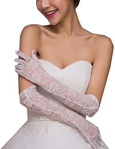 TANGFUTI Women's Wedding Gloves for Bride Fingerless Long Satin Elbow Length Gloves 062 (One Size, Ivory long)