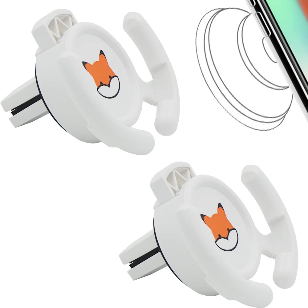 HOMEFOX Car Vent Mount Holder 2 Pack - Compatible with Popsocket - Car Mount made for Pop Socket Grips Collapsible Phone Holder for Pop Mount with Secure AC Vent Clip, Horizontal Air Vent ONLY (White)