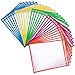 Dry Erase Pockets Rusable Dry Erase Sleeves 30 Pack Eraseble Pocket Sleeve Protect Clear Pocket with Hole Hanger and Colorful Edge(5colors)