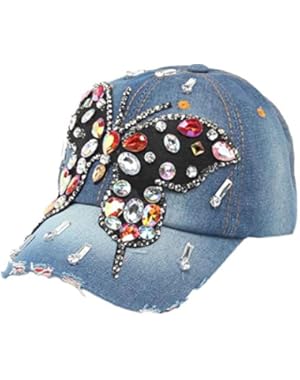 Women Butterfly Hip-Hop Baseball Cap Full Diamond Hat