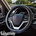 Valleycomfy Leather Steering Wheel Covers Universal 15 inch -Breathable, Anti Slip & Odor Free (Black with Black Lines)
