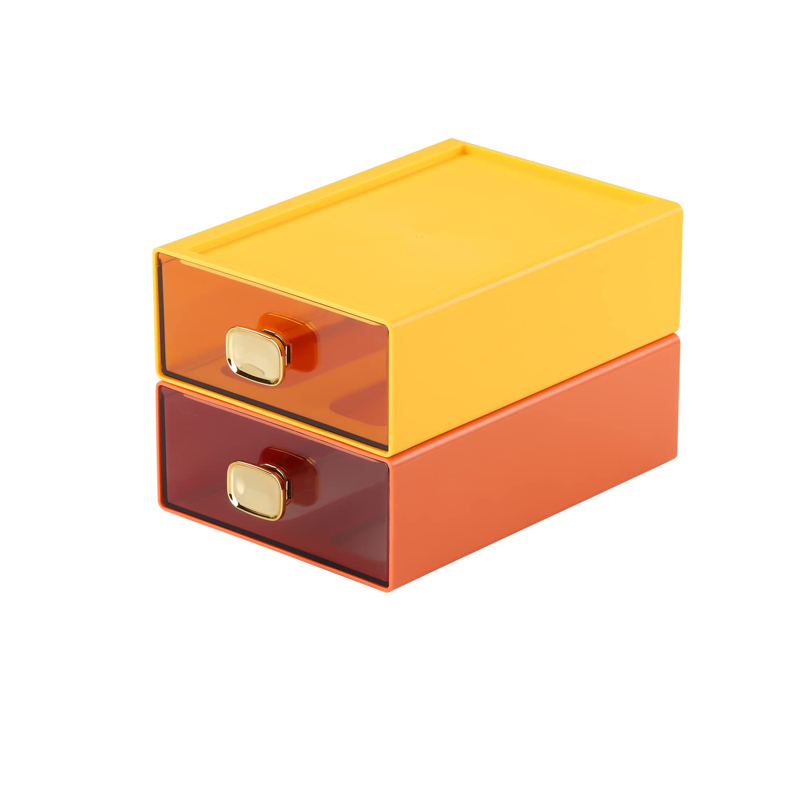 OSteed Office Desk Organiser Drawers, Stackable Desktop Storage Drawer, Plastic A4 Drawer Organiser, Stationery Storage Unit, Letter Box, Countertop Tabletop Toiletry Storage Drawers, 2 Middle OG&YE