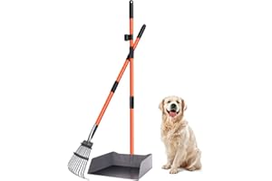 TNELTUEB Extra Large Pooper Scooper, Pet Poop Tray and Rake with Adjustable Long Handle, Pet Waste Removal Heavy Duty Dog Pooper Scooper Great for Large Dog Grass Street Gravel