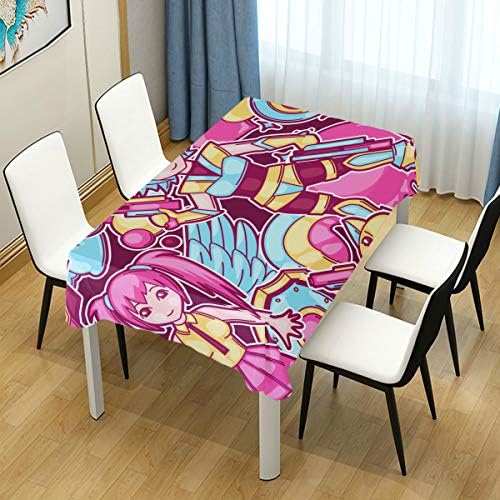 VAMIX Decor Tablecloth Japanese Anime Cosplay Seamless Pattern Cute Multicolor Rectangular Table Cover for Dining Room Kitchen Outdoor Picnic