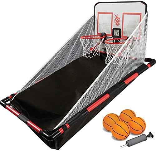 NEW!! 2-Player "Arcade-Style" Over-the-Door Basketball Hoops Game Set with Built-in Sound Effect and Electronic LED Scoreboard, Black/ Red Finish