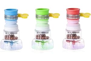 3PCS Faucet Nozzle Water Filter,360° Rotating Faucet Portable Filter, for Kitchen Sink and Bathroom Faucet Expander, Removal 