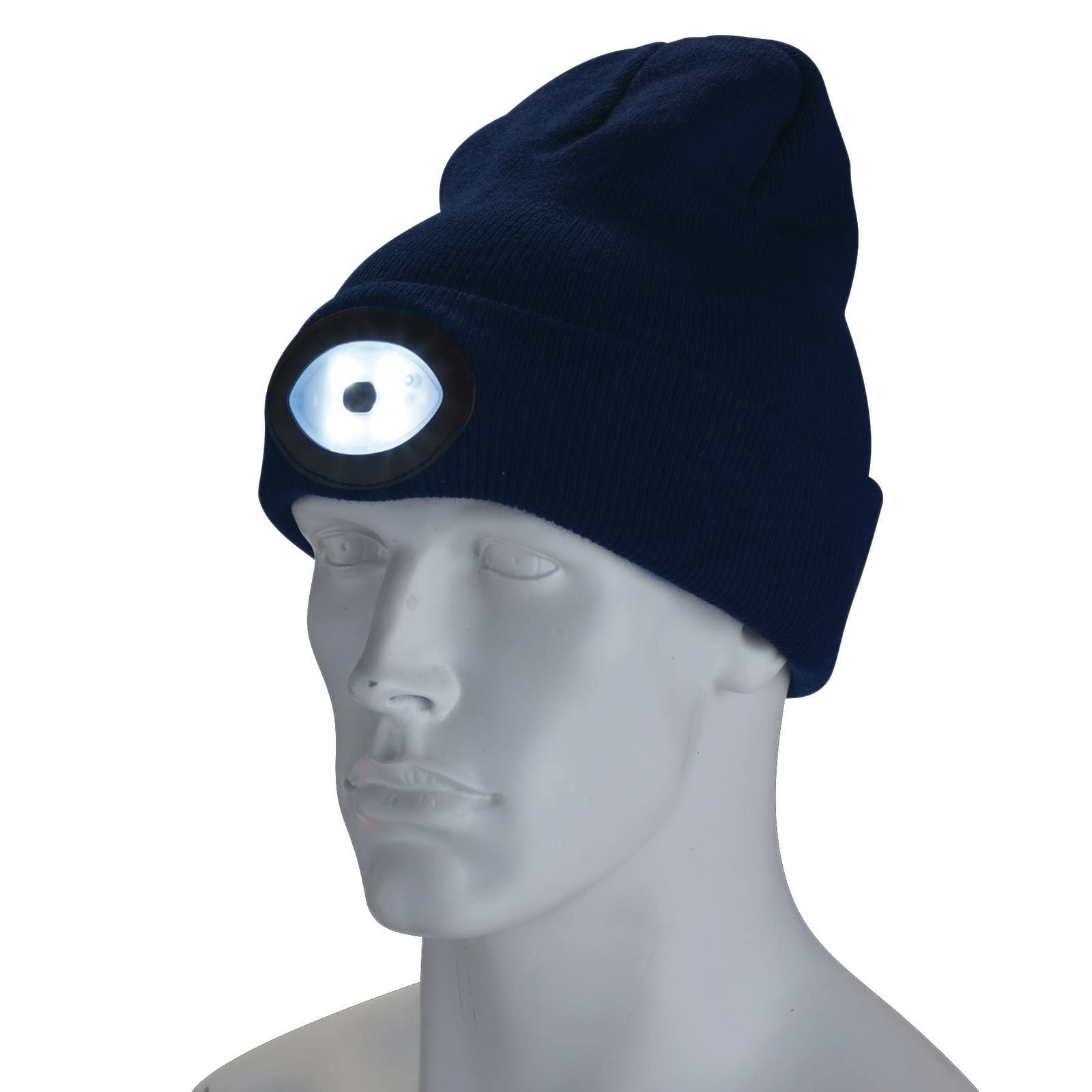 Draper 10007 Beanie Hat with Rechargeable Torch, One Size, 1W, 100 Lumens, Navy Blue — image 1