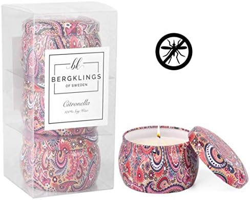 Bergklings Of Sweden Citronella Candles 3 Pack Aromatherapy
