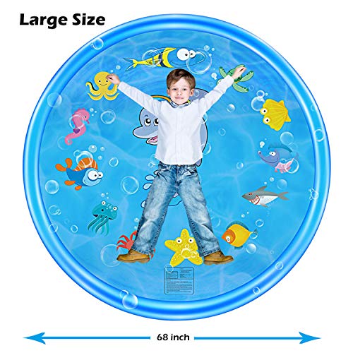 Sprinkler for Kids, Sprinkler Pad & Splash Play Mat 68" Toddler Outdoor Water Toys Fun for Babies Boys Girls Children Outdoor Party Sprinkler Toy Splash Pad Water Play Mat - Thumbnail 2