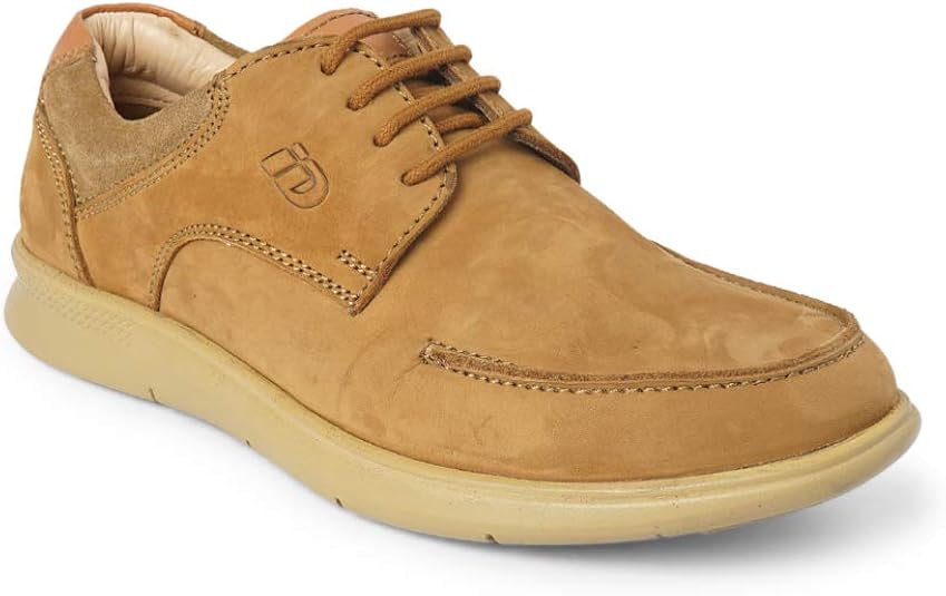 Buy ID Men's Leather Casual Shoes (Camel) at Amazon.in
