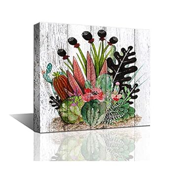 Amazon Com Cactus Painting Wall Art Bathroom Living Room
