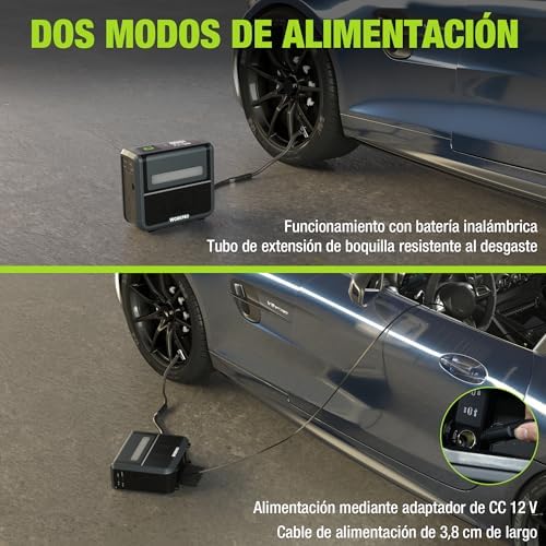 Compresor Aire Portátil 3 en 1, Luz LED Power Bank