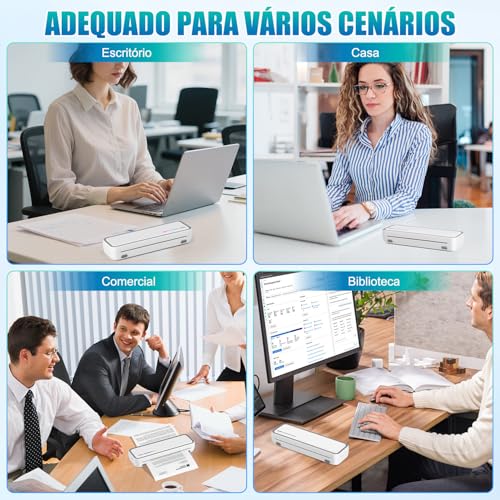 Impressora Térmica Portátil A4, Impressora Térmica Portátil com 20 Folhas Papel com Bluetooth, Compatível com Android, iOS e Laptop