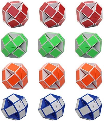 KisSealed 12 Pack 24 Blocks Mini Snake Cube, Magic Speed Cubes, Twist Puzzle Toys Kids Party Bag Fillers, Party Favours, Random Color
