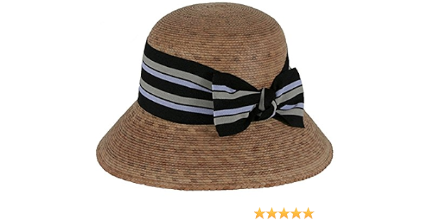 Ella Multi Striped Bow Palm Hat Tan at 