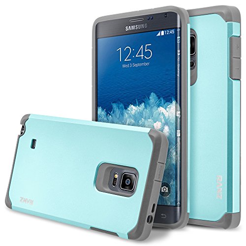 Galaxy Note Edge Case, RANZ Grey with Aqua Blue Hard Impact Dual Layer Shockproof Bumper Case For Samsung Galaxy Note Edge