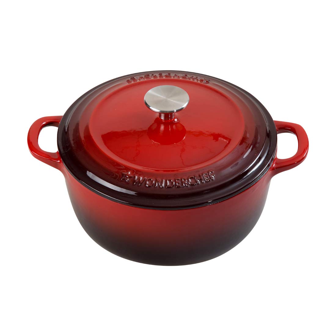 Buy Wonderchef Ferro Cast Iron Casserole with Lid, 800ml, Red Online at
