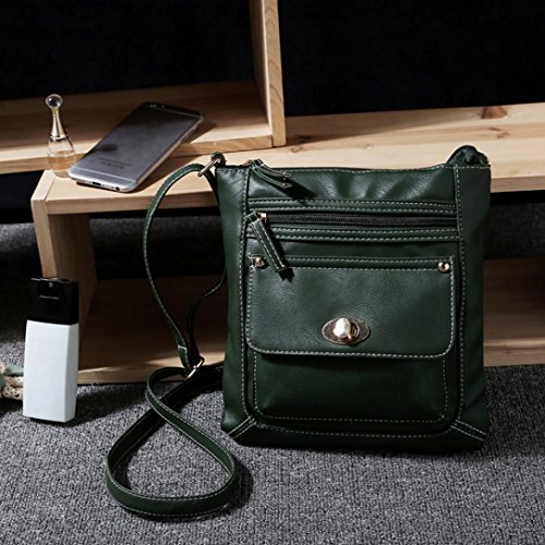 Crossbody Leather,Clearance! AgrinTol Womens Leather Satchel Crossbody Shoulder Messenger Bag (Green)