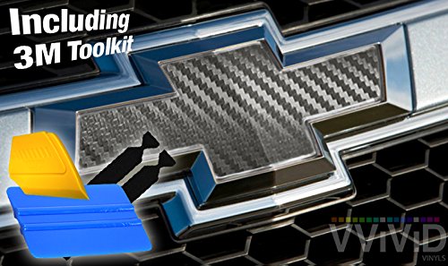 VViViD XPO Gunmetal Grey Carbon Fiber Chevy Bowtie Logo Wrap Kit (4 rolls (11.8" x 4") + 3M Toolkit)