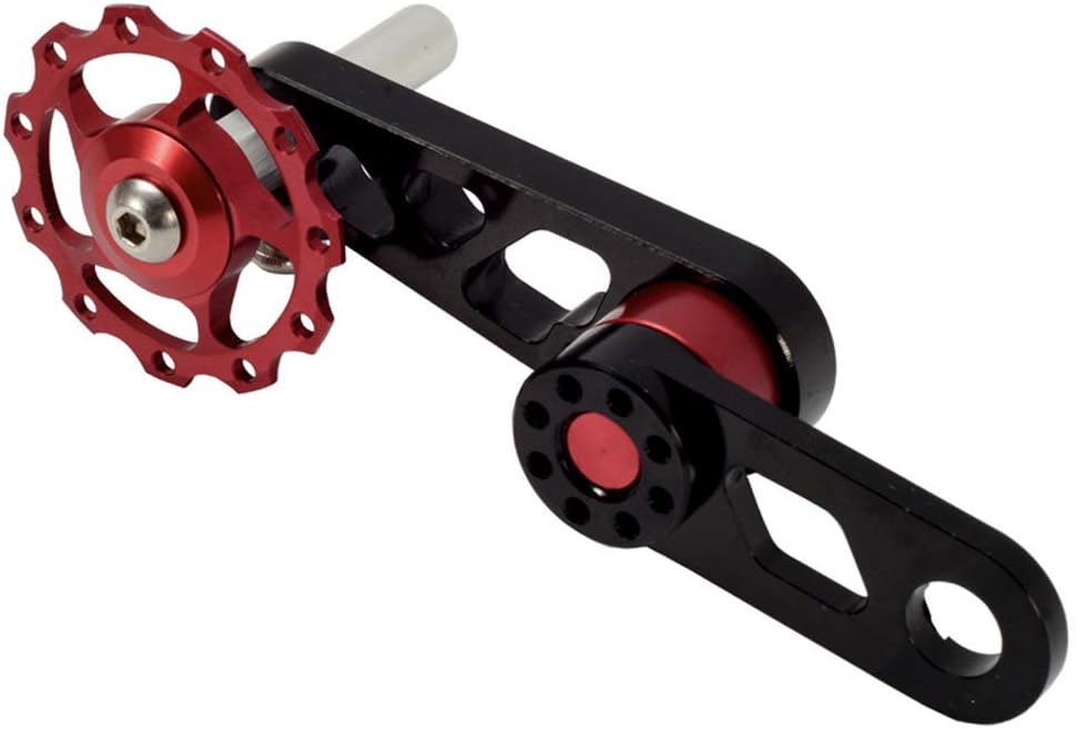 SANTITY Single Speed Bike Chain Tensioner, Lightweight Aluminum Alloy Rear Derailleur Chain Tensioner with Sprocket Bike Folding Bicycle Guide Wheel Cylcling Tool Replacement Accessories