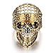 Mens Stainless Steel Ring, Biker, Gold, Skull, Hollow, KR2120 (9)