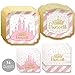 Big Dot of Happiness Little Princess Crown with Gold Foil - Pink and Gold Princess Baby Shower or Birthday Party Tableware Plates and Napkins - Bundle for 16