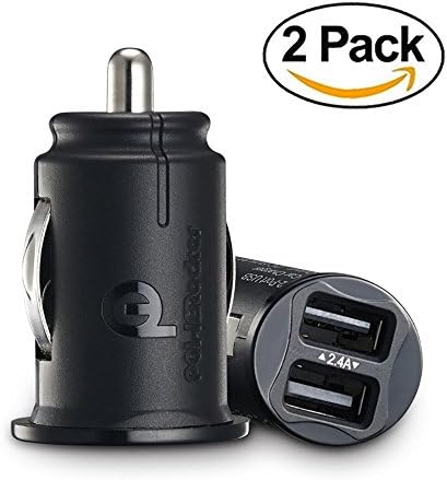 [2 Pack] POWERocker 24W 5V/4.8A 2-Port USB Car Charger for iPhone, iPad, Samsung, LG, Sony, HTC, Nexus with 2FT Micro USB Cable