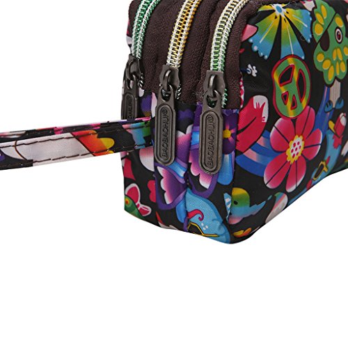 BKID Waterproof Cell Phone Pouch Handbag Wristlet Bag Small Purse 3 Zipper Pocket Purse for Women Girls (3#)