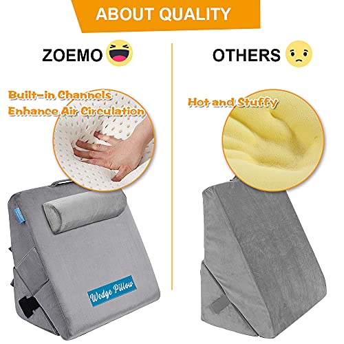 ZOEMO Memory Foam Orthopedic Bed Wedge Pillow for Sleeping, Post