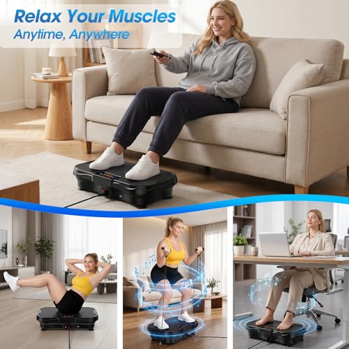 Furaso Vibration Plate Exercise Machine, Bluetooth Vibration Plate for Lymphatic Drainage Weight Loss, 200 Speed Level, 450 Lbs Capacity Vibrating Platform Workout Equipment for Home Women Men, Black