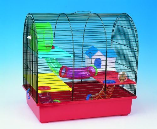 hamster cage Large Rat Gerbil Rodents Hamster Animals Mouse With Accesories House (Red base + black cage)