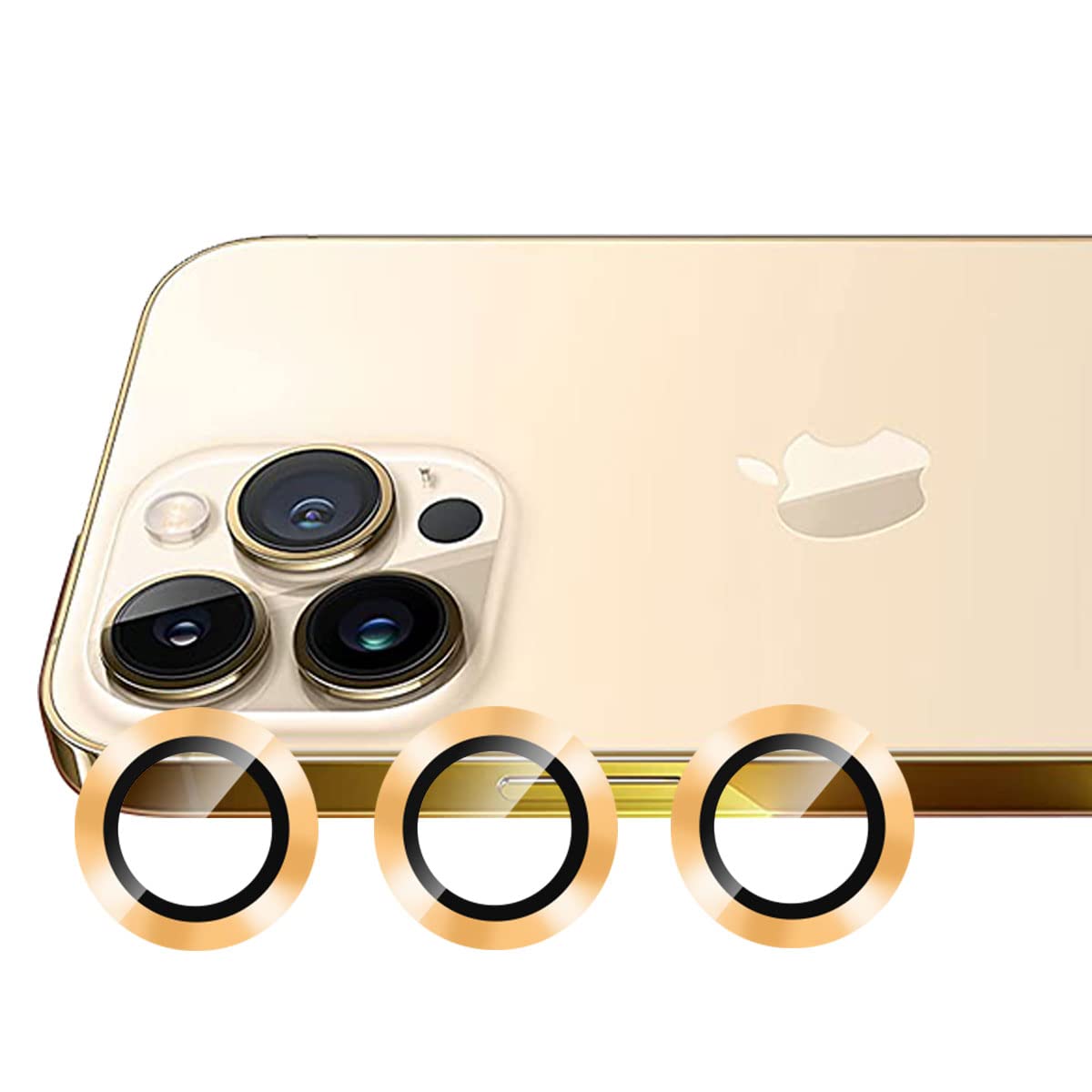 ELCYO Camera Lens Protector for iPhone 13 Pro(6.1 inch)/13 Pro Max (6.7 inch), Tempered Glass HD Clear Bubble-Free Lens Screen Cover Film Camera Lens Cover Anti-Scratch Protection(Golden)