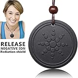 EMF Protection, Scalar Energy Pendant Volcanic Lava Negative Ions Balance Power necklace Anti Radiation Shield Against cell phones waves with Cert Card Energy Balance Pendant Electromagnetic Field Pro