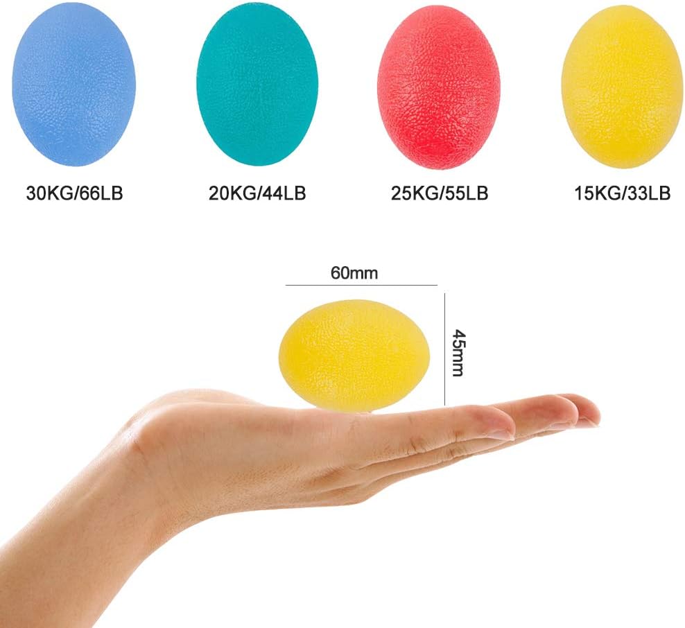 ENEX Hand Grip Strength Trainer, 4 Pack Stress Relief Ball, Wrist Rehab Therapy Hand Grip Equipment Ball - Set of 4 Finger Resistance Exercise Squeezer for Adults and Kids : Sports & Outdoors