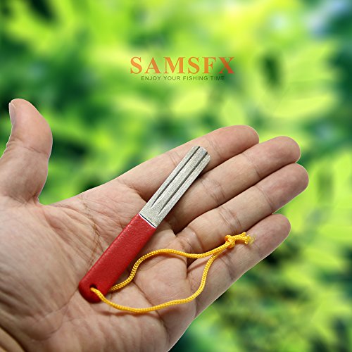 SAMSFX Dual Grit Diamond Fishing Hook & Knife Sharpening File Fly Fishing Tool (Red Hook Sharpeners)
