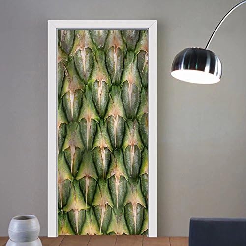 Niasjnfu Chen custom made 3d door stickers Pineapple Skin Close Up Fabric Home Decor For Room Decor 30x79