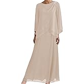 Mother of The Bride Dresses for Wedding-Long Evening Formal Dress Chiffon Wedding Guest Groom Dresses Tiered Beaded