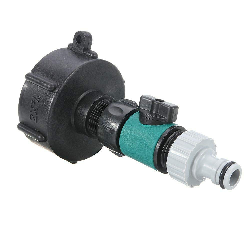 BE-TOOL Water Tank Adapter, 1pc Valve Adapter Connector IBC S60X6 Water Tank Outlet Fitting 60mm with Tap Valve
