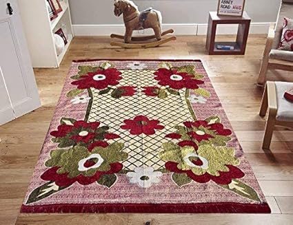 STOP N SHOPP Zeometric Ethnic Velvet Touch Abstract Chenille Carpet (5Feet X 7Feet) Multi