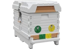 Apimaye Insulated 7 Frame Langstroth Nucleus Assembled Bee Hive Set with Plastic Core Frames & Foundations (White Hive with Core Frames & Foundations)