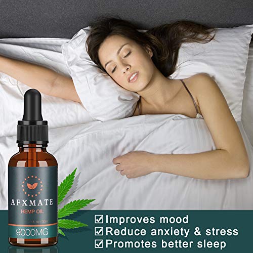 (2-Pack) Hemp Oil for Pain & Anxiety Relief - 9000MG of Organic Hemp Extract - 100% Natural Hemp Drops, Rich in Vitamin & Omega, Helps with Sleep, Skin & Hair, Improve Health