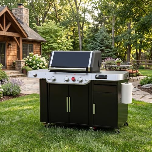 onlyfire Weber Genesis 2022 Series Gas BBQ Side Storage Cabinet | S/E/SPX/EPX-335/435 Built-in Gas Barbecue Storage Cart with Drawer and Kitchen Towel Holder