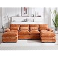 GNIXUU 110" Sectional Sofa Cloud Couch for Living Room, Modern Chenille U Shaped Couch, Comfy Modular Sofa Sleeper with Double Chaise & Memory Foam(Orange)