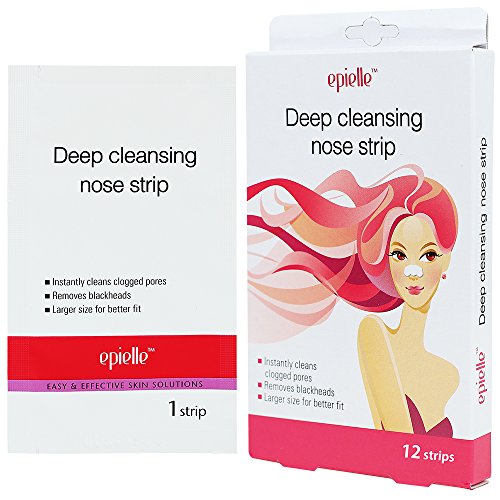 EpielleDeep Cleansing Nose Strip 12 nose strips - Instantly cleans clogged pores, Removes Blackheads, Larger size for better fit Easy skin solutions lifting away unwanted blackheads