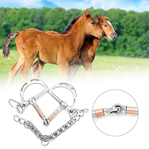 Stainless Steel Kimberwicke Bit with Red Copper Roller Horse Snaffle Bit(Horse Mouth Length 125 mm)