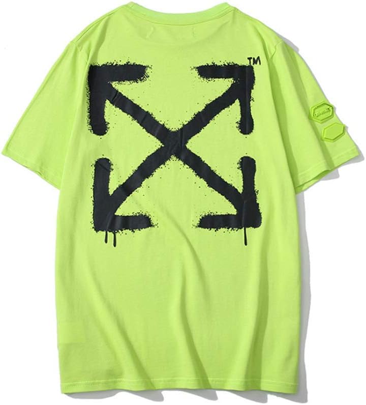 OW Off Arrow Print Loose Cotton Short Sleeve Casual T-Shirt for Men/Women
