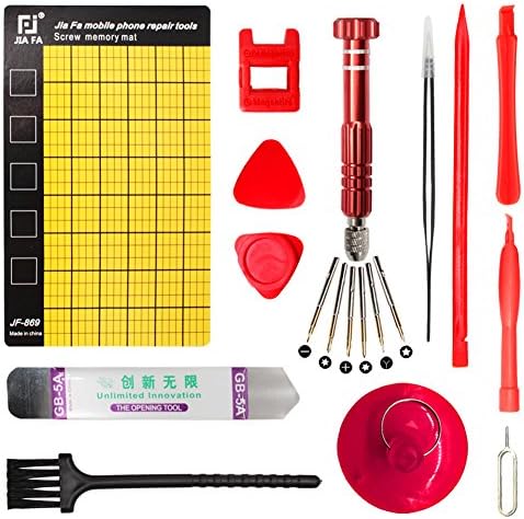 Bytal Call Phone Repair Tool Kit with Pentalobe Magnetic Screwdriver Set Opening Plastic Prying Bar for Apple iPhone X / 8 Plus / 8 / 7 / 7 Plus / 6S Plus / 6S / 6 Plus / 6 / 5S / 5c (13 Piece) (Red)