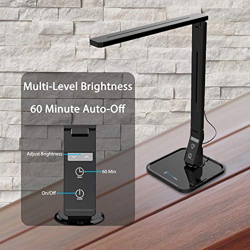 Fugetek LED Table Desk Office Lamp, 5Levels of Brightness, Dimmable
