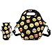 Violet Mist Neoprene Lunch Tote Bag Set Insulated Reusable Waterproof |Lunch Bag+ Bottle Holder+Shoulder Strap| School Picnic Lunchbox Container Organizer For Men, Women, Adults, Kids (Emoji Set)